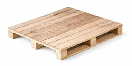 Four way entry close boarded pallet with three base supports for enhanced strength and stability.