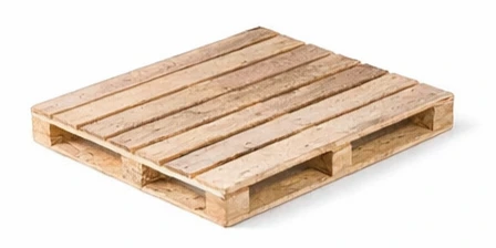 Four way entry wooden pallet with perimeter base for superior load distribution and racking support.