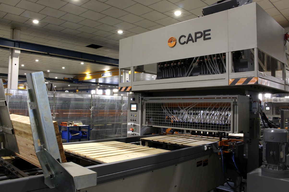 CAPE Automated Pallet Manufacturing System CAPE automated industrial wooden pallet manufacturing machinery line